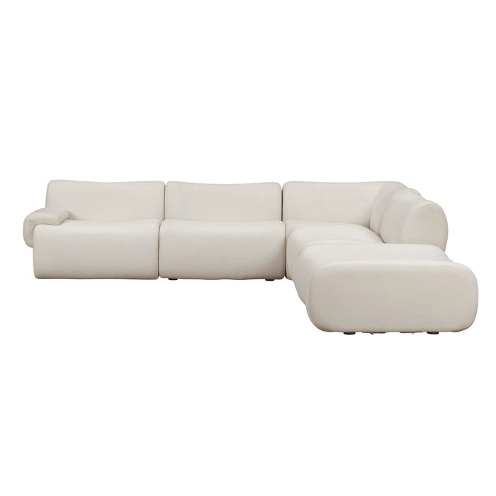 Zenith 5-Piece Contract-Grade Upcycled Fabric Cream Modular Sectional