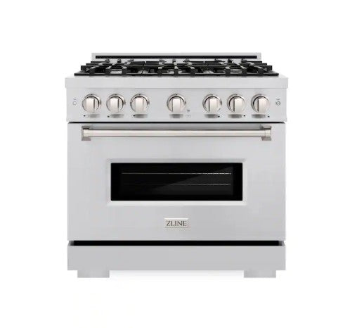 ZLINE 36 in. 5.2 cu. ft. Classic Gas Range with 6 Burner Cooktop and Convection Gas Oven in Stainless Steel (CGR36) - Home And Beyond