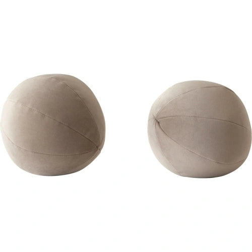 Set of (2) 10" Round Accent Pillows in Mink Tan Velvet