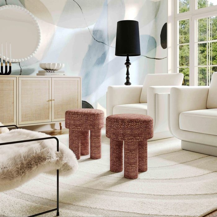 Claire Brown Checkered Boucle Stool