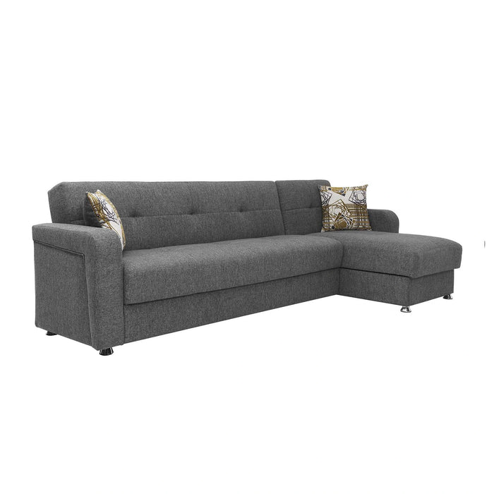 Ottomanson Harmony Collection Upholstered Convertible Sectional with Storage