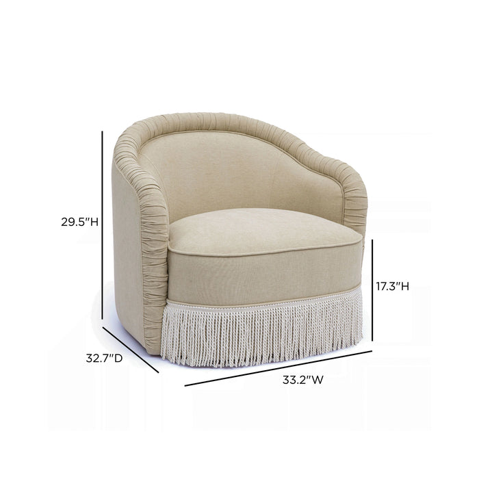Pamela Tan Performance Chenille Tasseled Lounge Accent Chair