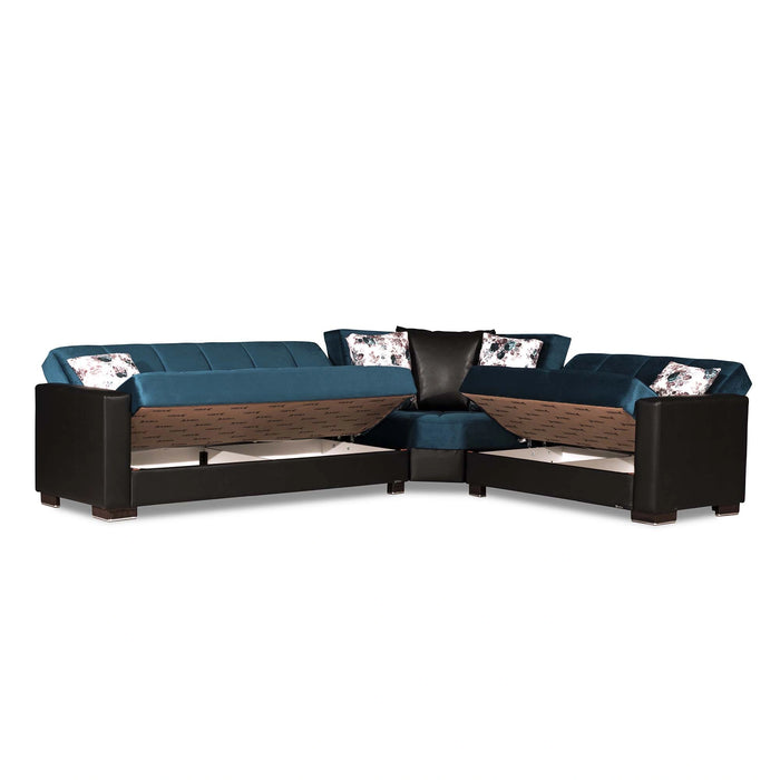 Ottomanson Armada Collection Upholstered Convertible Sectional with Storage