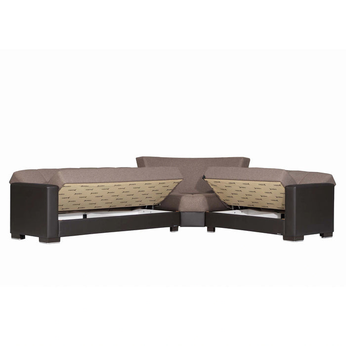 Ottomanson Armada Collection Upholstered Convertible Sectional with Storage