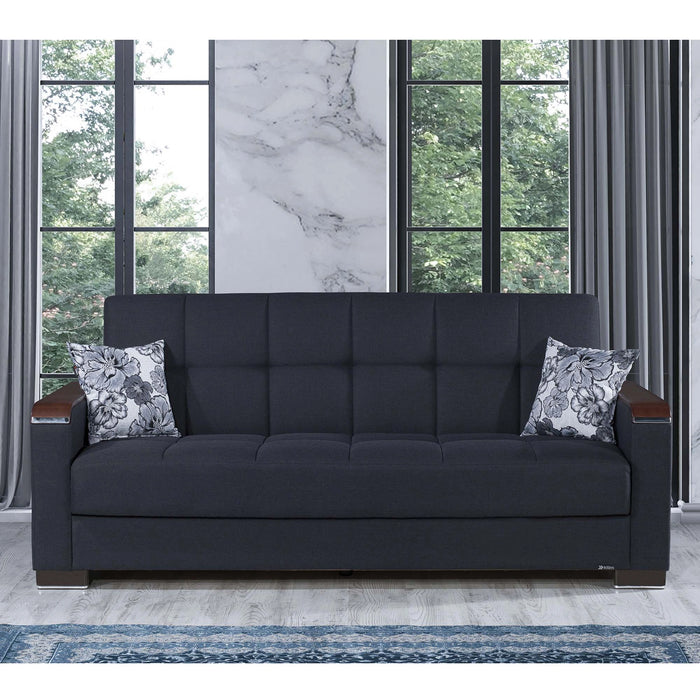 Ottomanson Armada X Collection Upholstered Convertible Wood Trimmed Sofabed with Storage