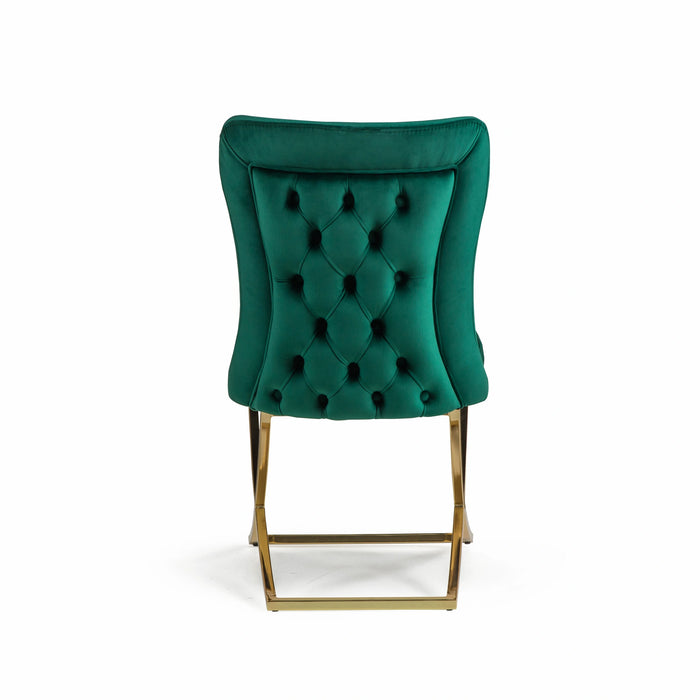 Ottomanson Royal Collection Upholstered Gold Legged Dining Chair, Set of 2