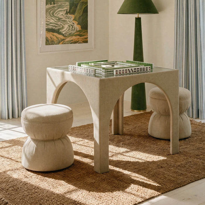 Tomlin Ruched Performance Fabric Game Ottoman