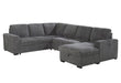 U2660 Grey Sectional W/Pull Out Sofa Bed