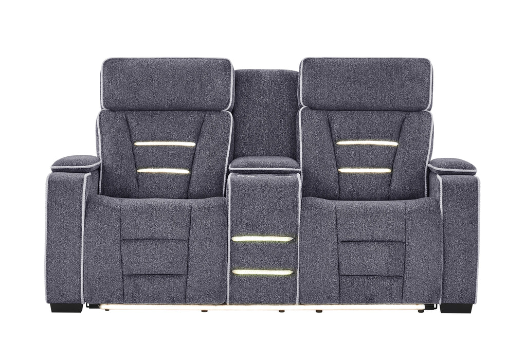 U1895 Grey P2 Console Reclining Loveseat with IS and LED