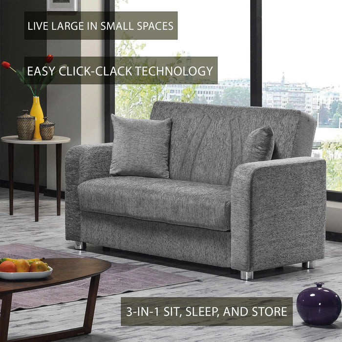 Ottomanson Elegance Collection Upholstered Convertible Loveseat with Storage