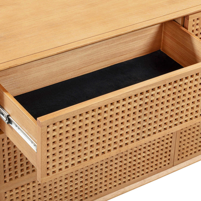 Miles 62" Natural Wood 6-Drawer Dresser