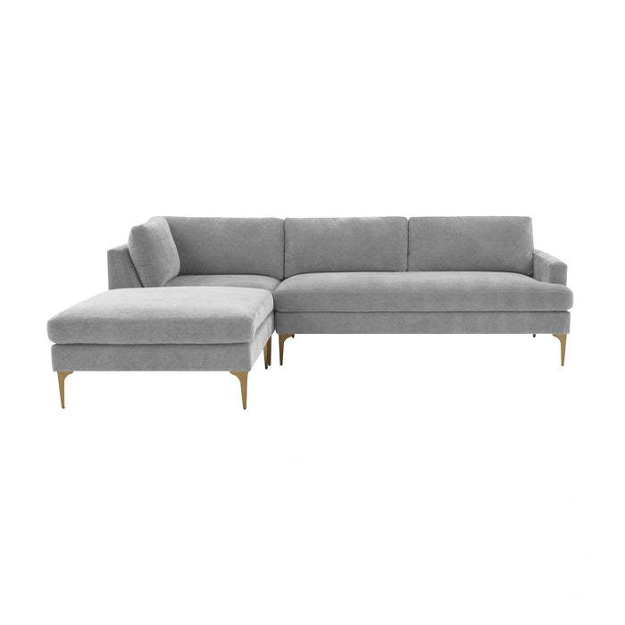 Serena 3-Piece Performance Grey Velvet Chaise Sectional