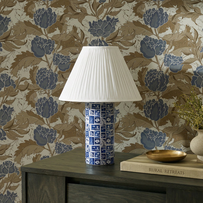 Stamp Blue Pleated Table Lamp