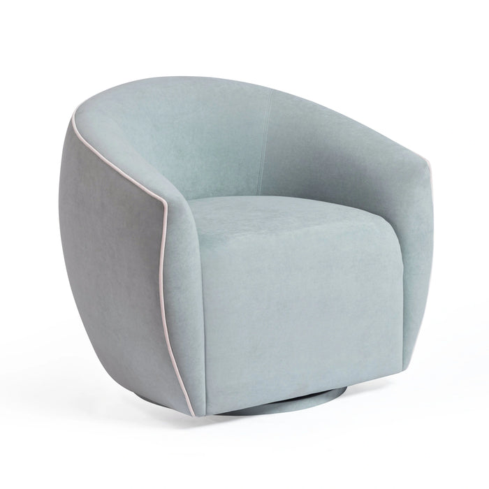 Jordan Contrast Piping Performance Velvet Swivel Accent Chair