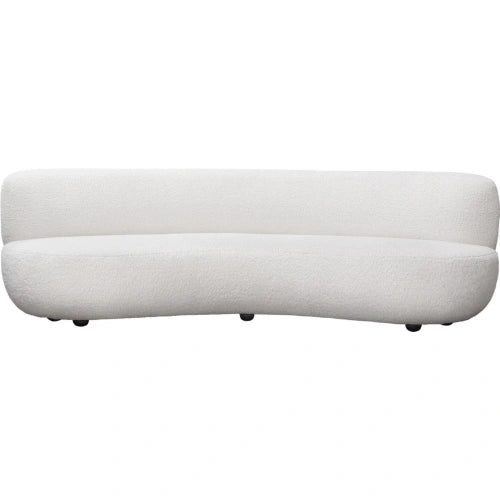 Simone Curved Sofa in White Faux Sheepskin Fabric
