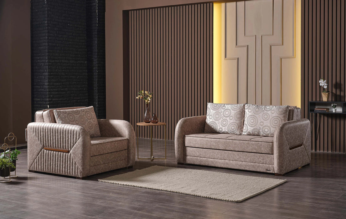 Ottomanson Speedy Collection Upholstered Convertible Loveseat with Storage