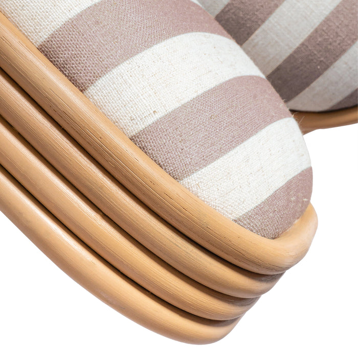 Dorine Striped Performance Linen &amp; Rattan Dining Chair