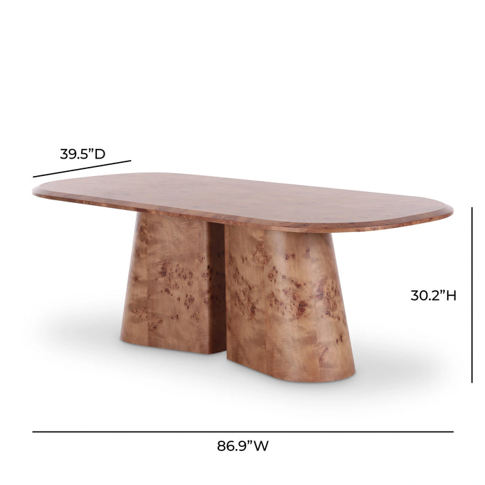 Gladyss 87" Brown Burl Oval Dining Table