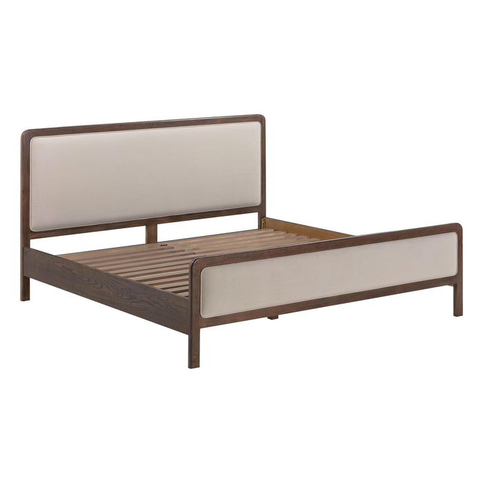 Hella Contract-Grade Velvet and Ash Wood Bed