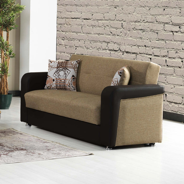 Ottomanson Harmony Collection Upholstered Convertible Loveseat with Storage