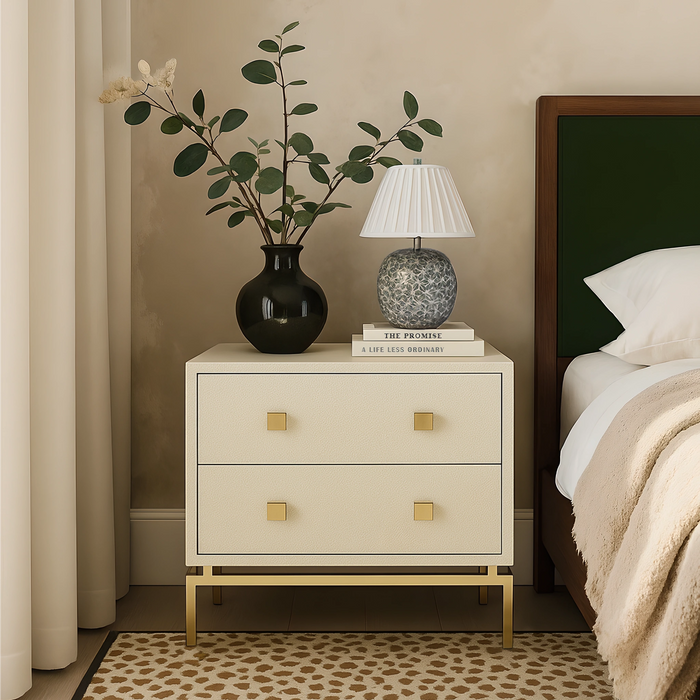 Pesce 25" Faux Shagreen 2-Drawer Nightstand