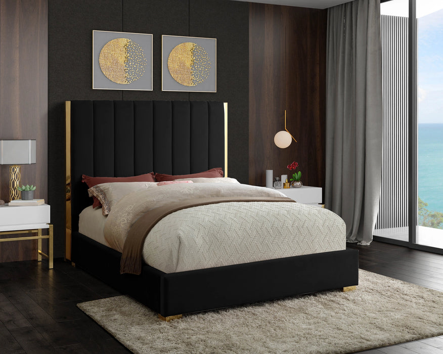 Becca Black Velvet Queen Bed