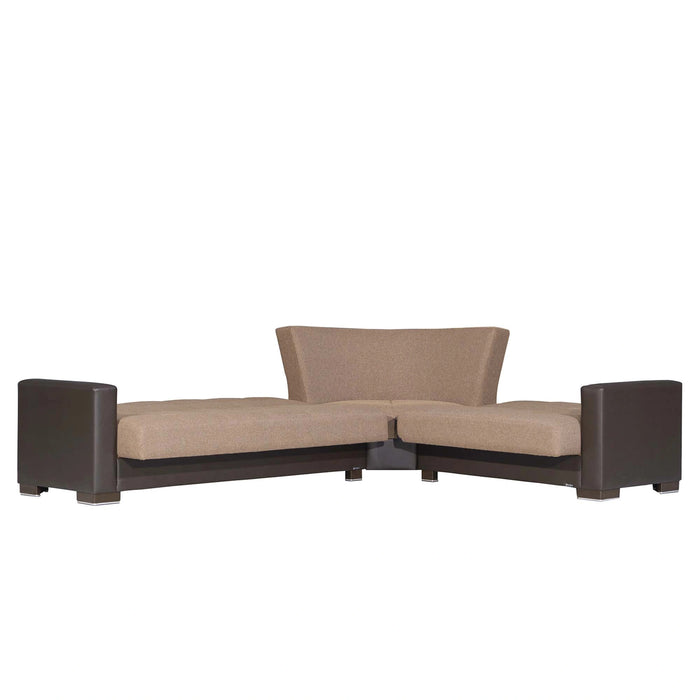 Ottomanson Armada Collection Upholstered Convertible Sectional with Storage