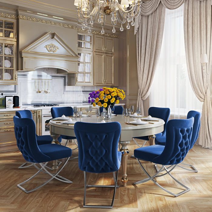 Ottomanson Royal Collection Upholstered Gold Legged Dining Chair, Set of 2