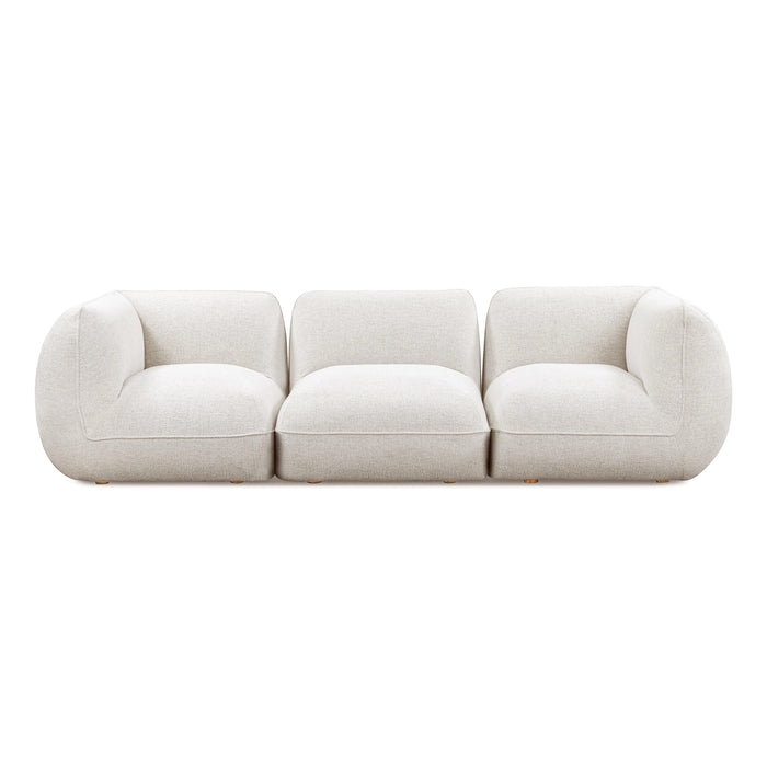 Arezza 115" Stone White Contract-Grade Basketweave Chenille Modular Sofa
