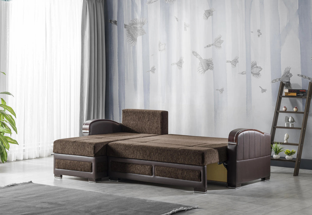 Ottomanson Maya Collection Upholstered Convertible Sectional with Storage