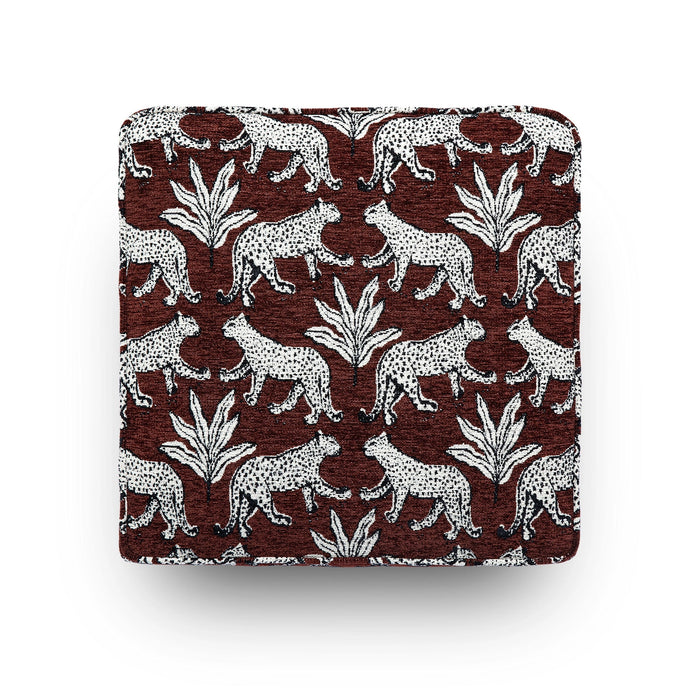 Raji Leopard Jacquard Ottoman