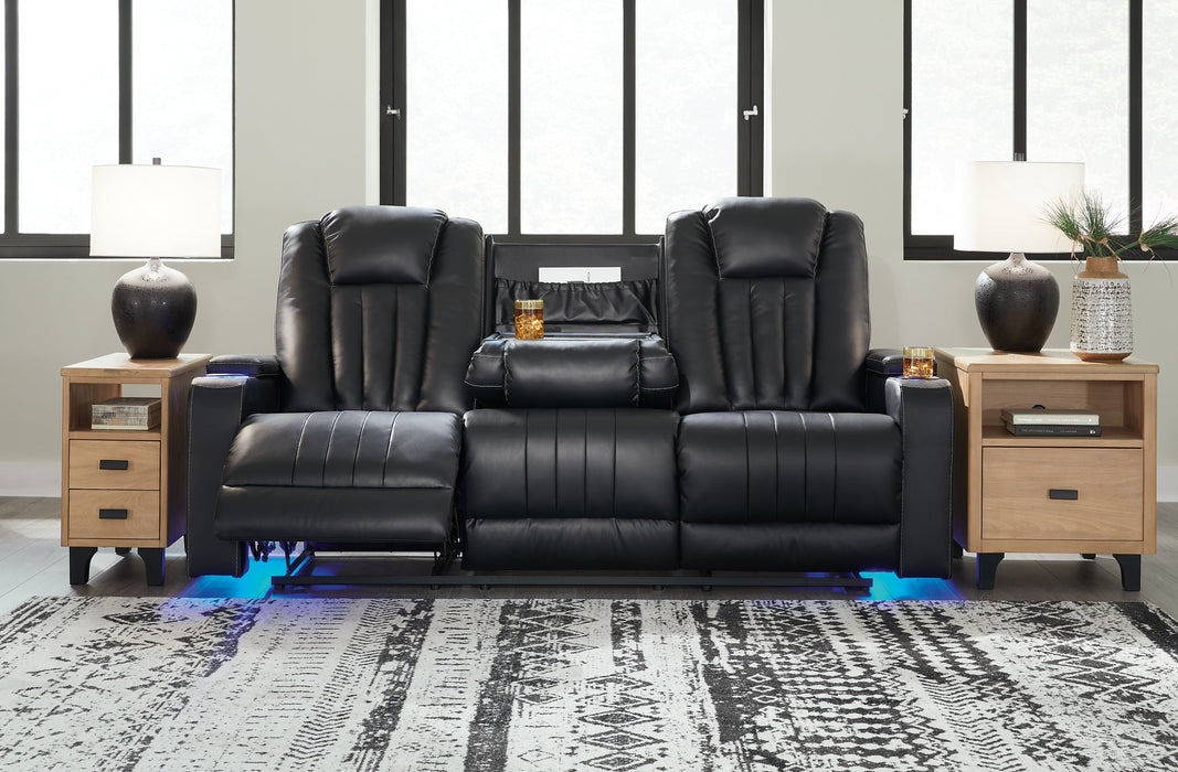 Center Point Reclining Sofa with Drop Down Table - Home And Beyond