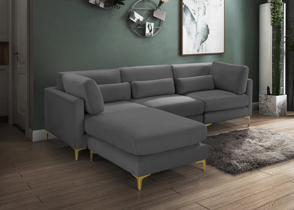Julia Grey Velvet Modular Sectional (4 Boxes)