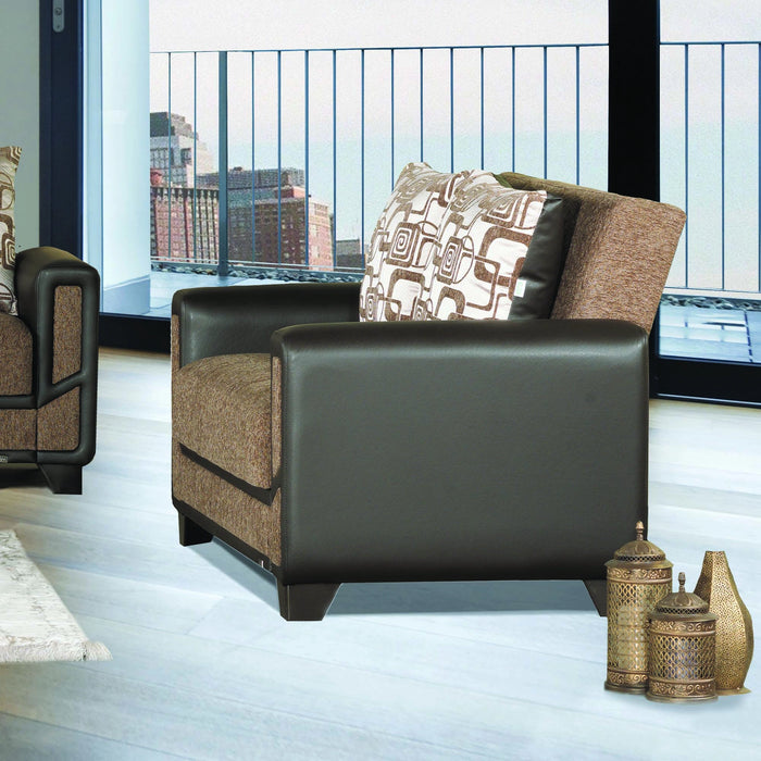 Ottomanson Mondo Modern Collection Upholstered Convertible Loveseat with Storage