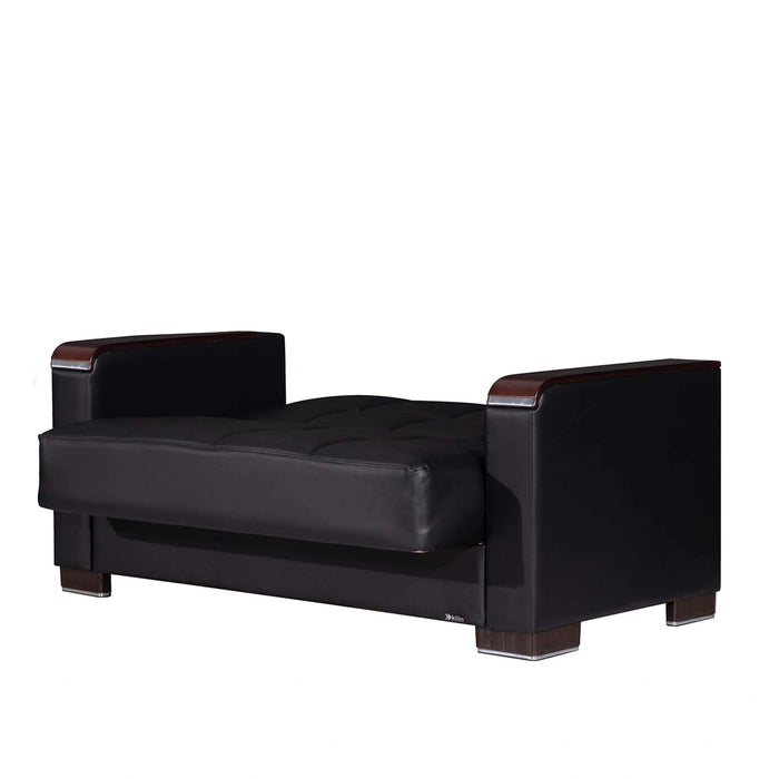Ottomanson Armada X Collection Upholstered Convertible Wood Trimmed Loveseat with Storage