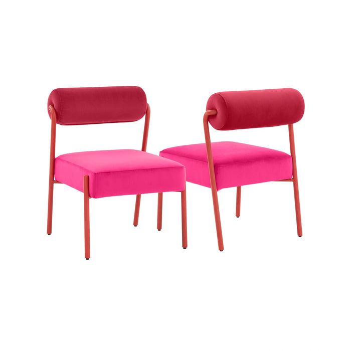 Jolene Performance Pink Velvet Dining Chair - Set of 2
