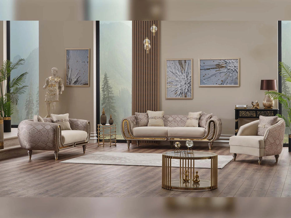 Lima 3-pieces (Sofa & Loveseat & Chair) Livingroom Set Cream
