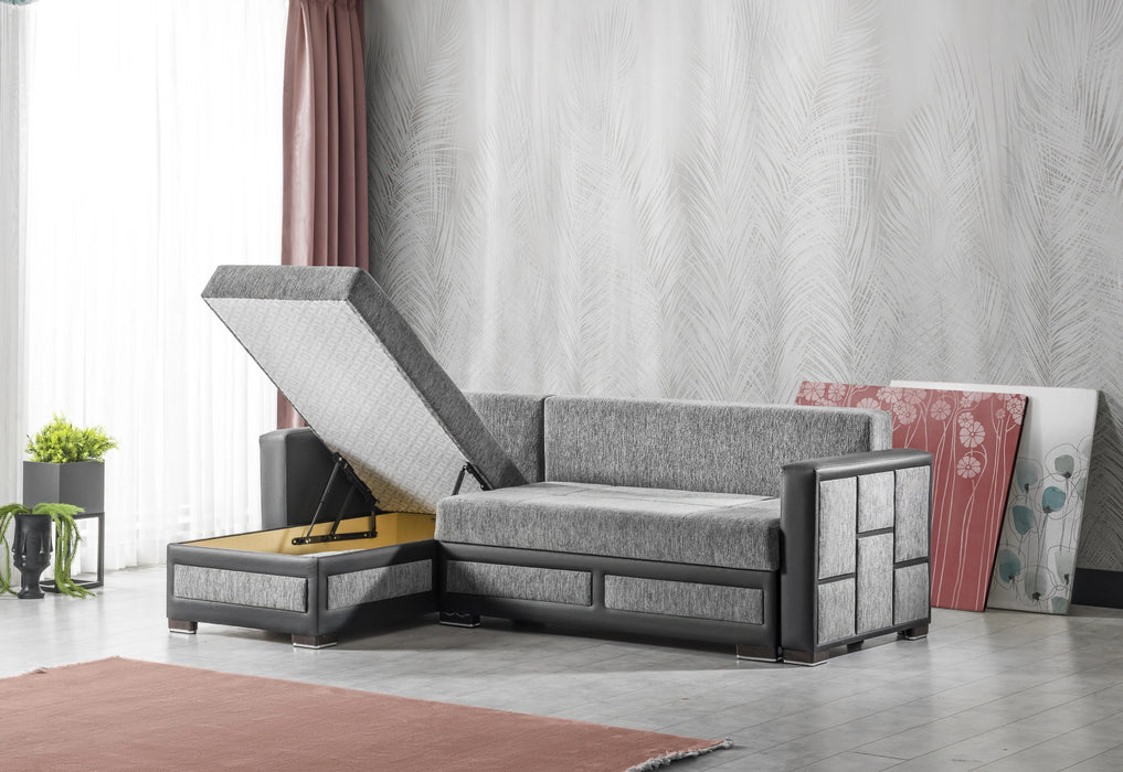 Ottomanson Loft Collection Upholstered Convertible Sectional with Storage