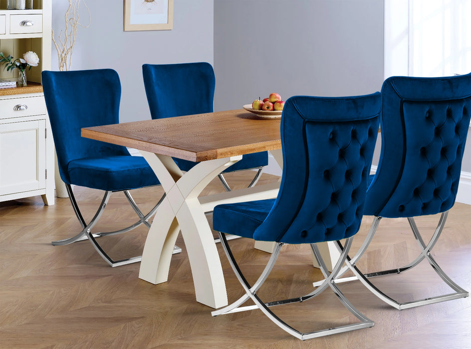 Ottomanson Royal Collection Upholstered Gold Legged Dining Chair, Set of 2