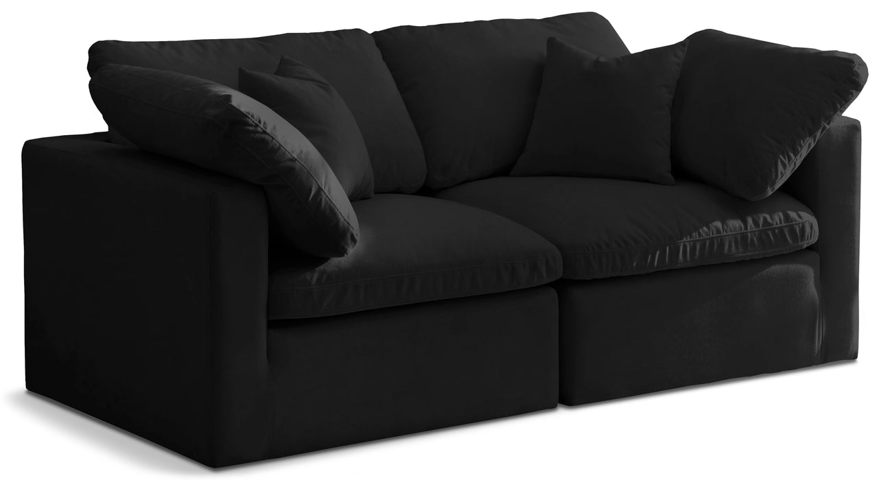Plush Black Velvet Standard Cloud Modular Sofa