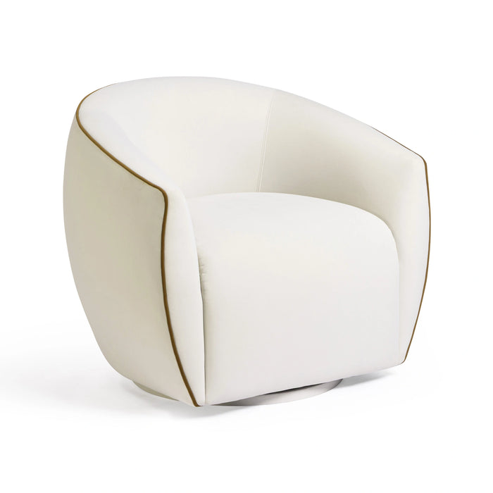 Jordan Contrast Piping Performance Velvet Swivel Accent Chair