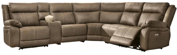 Max-Momentum 6-Piece Biscotti Power Reclining L-Shape Sectional with Audio Console
