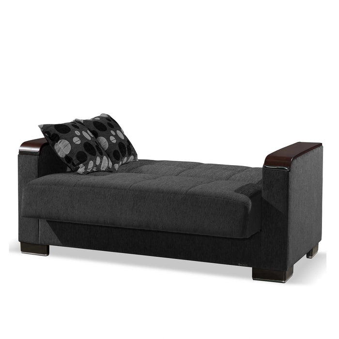 Ottomanson Armada X Collection Upholstered Convertible Wood Trimmed Loveseat with Storage