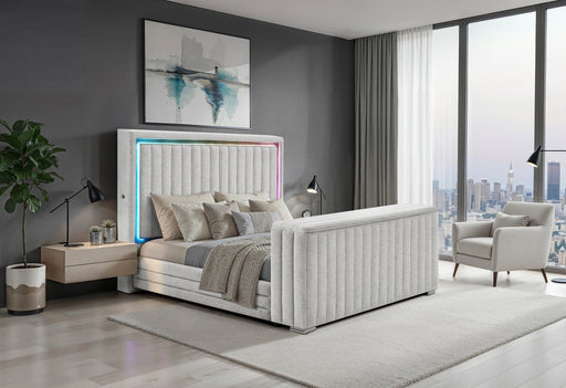 Elias Grey Bed with Immersive Sound Speaker, LED, TV Lift and Fp