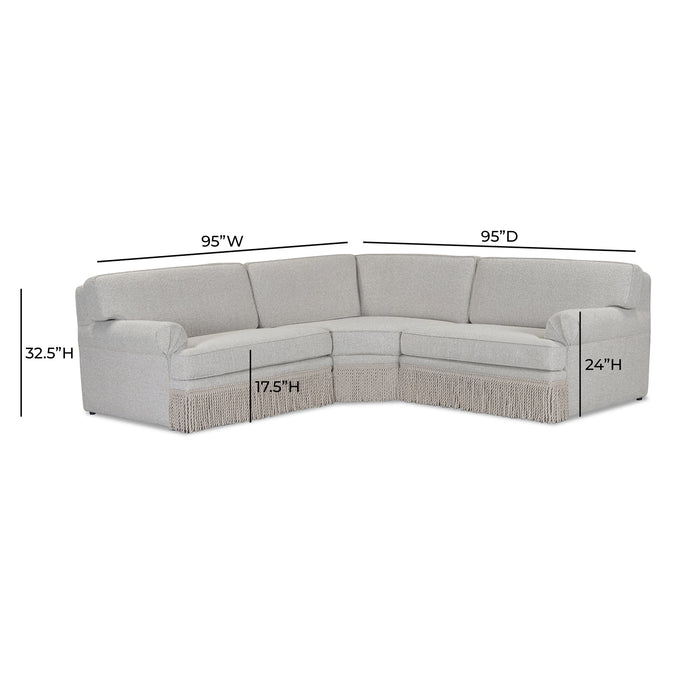 Yvette 3-Piece Warm Grey Performance Boucle L-Sectional