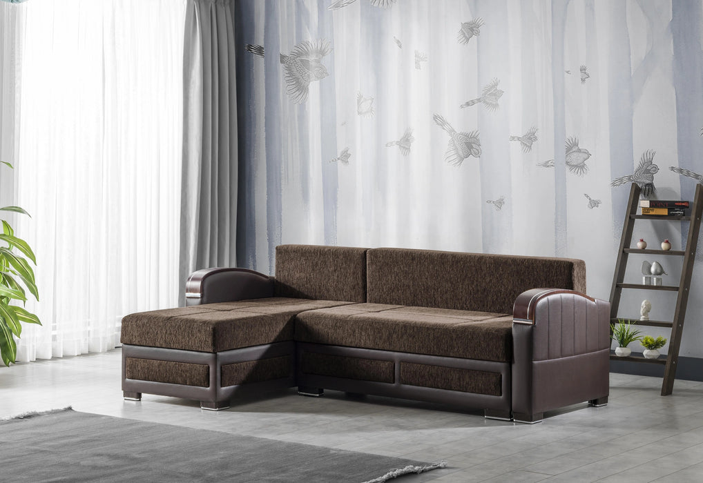 Ottomanson Maya Collection Upholstered Convertible Sectional with Storage