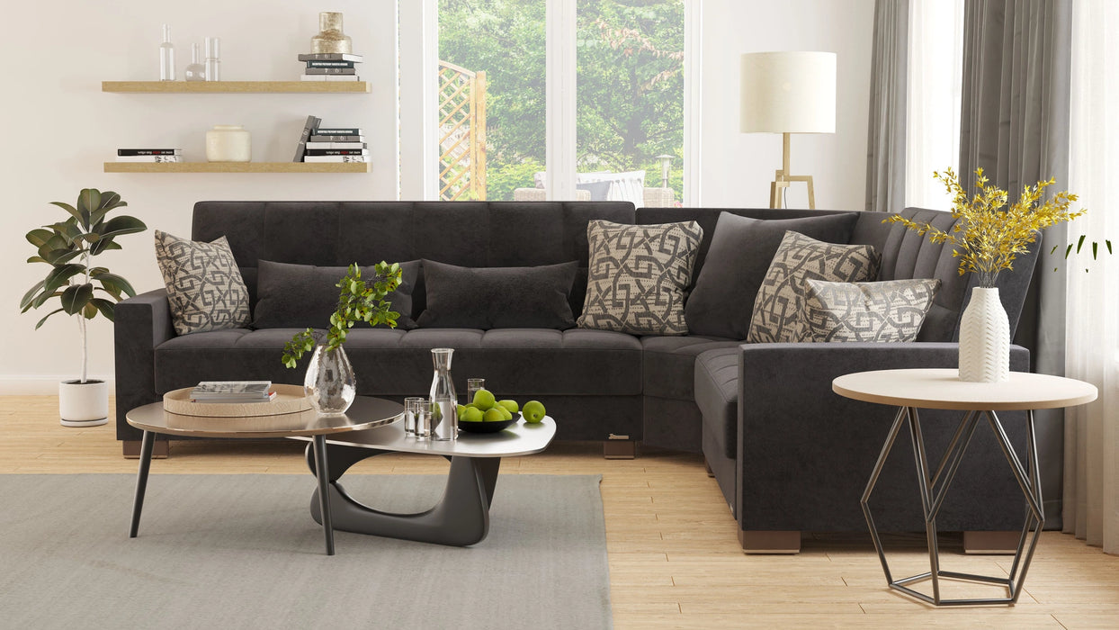 Ottomanson Armada Collection Upholstered Convertible Sectional with Storage
