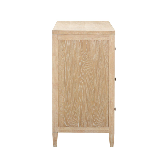 Bristol Park 62" Whitewashed Oak Wood 6-Drawer Dresser