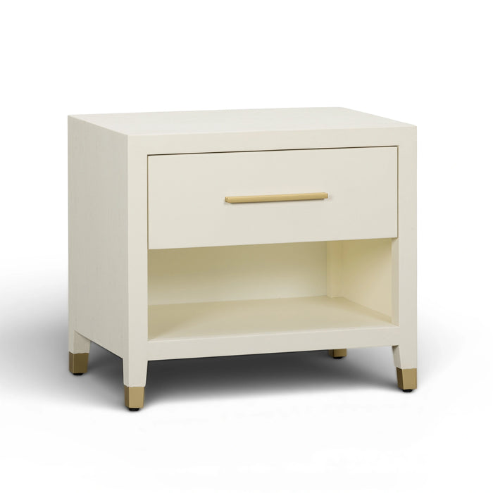Dani 25" Cream Faux Shagreen Nightstand with Drawer