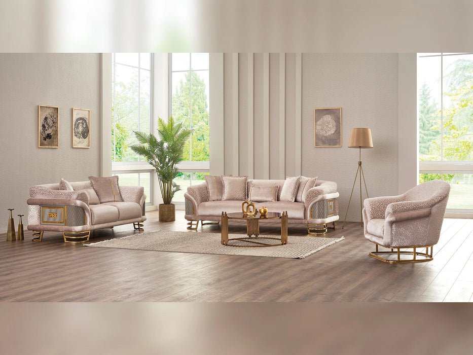 Versace 3-pieces (Sofa & Loveseat & Chair) Livingroom Set Cream